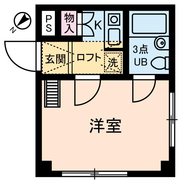 イリス三田(1K/2階)の間取り写真