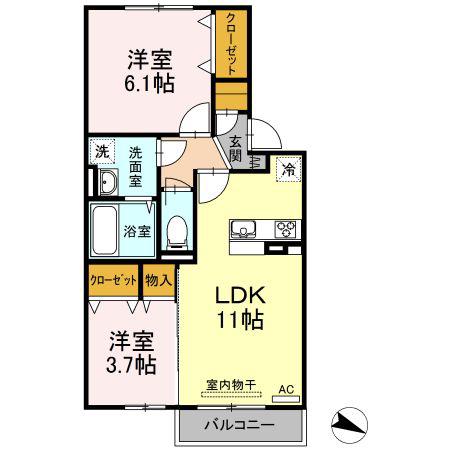 グレイシア(2LDK/2階)の間取り写真