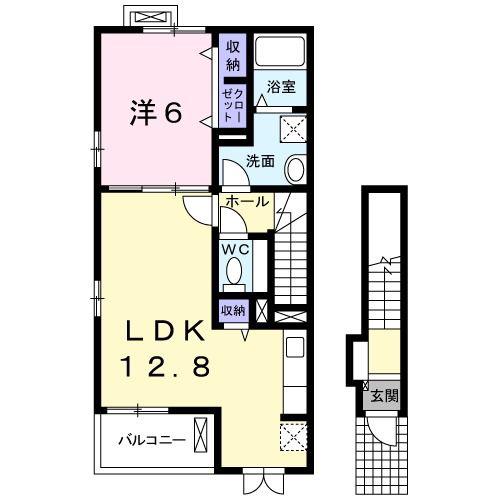 ラウレア K(1LDK/2階)の間取り写真