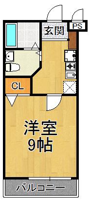 PLACE TWO(1K/1階)の間取り写真