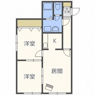 グランメール北34条(2LDK/2階)の間取り写真
