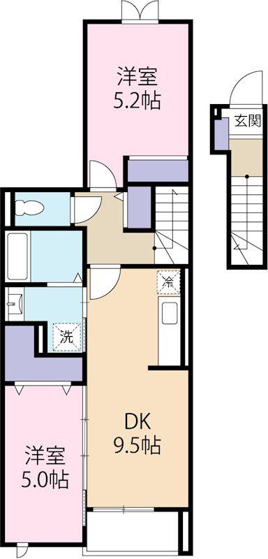 エスペランサ(2LDK/2階)の間取り写真