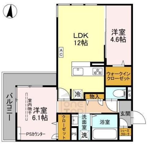 めぞん西田中(2LDK/3階)の間取り写真