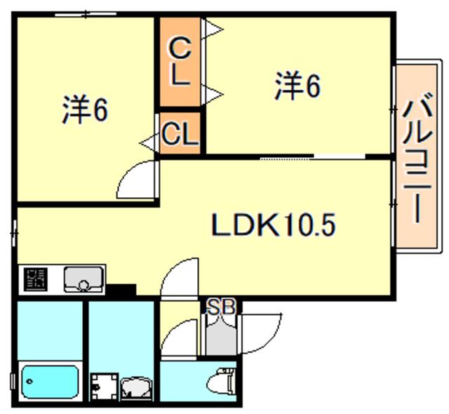 ハイム天神(2LDK/2階)の間取り写真
