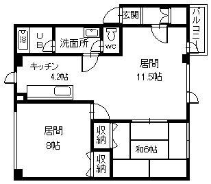 ハイツガーベラ(2LDK/3階)の間取り写真