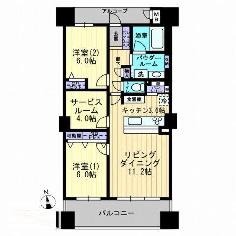 アルファタワー桜町(2SLDK/10階)の間取り写真