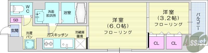 コートヒルズ(2K/7階)の間取り写真