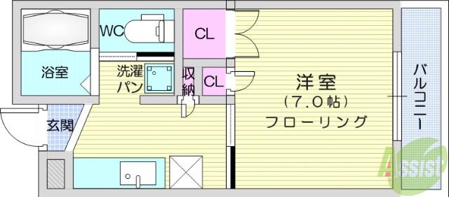 ヴェラ 18(1K/2階)の間取り写真