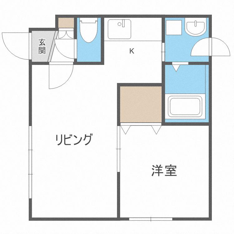 ローヤルハイツ栄通1丁目A棟(1LDK/4階)の間取り写真