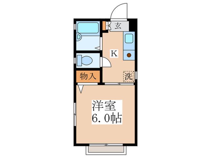 かえでハイツ(1K/1階)の間取り写真