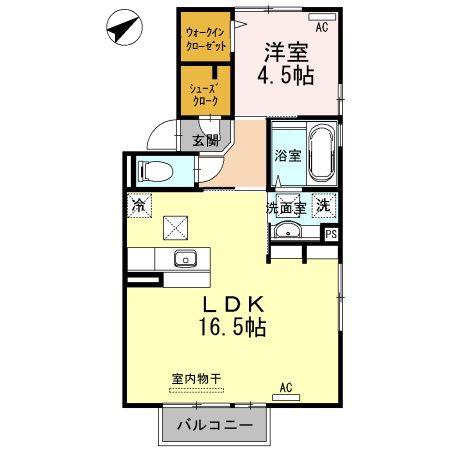 アイネヴェルト山手(1LDK/1階)の間取り写真