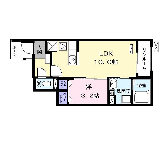 グランディール(1LDK/1階)の間取り写真