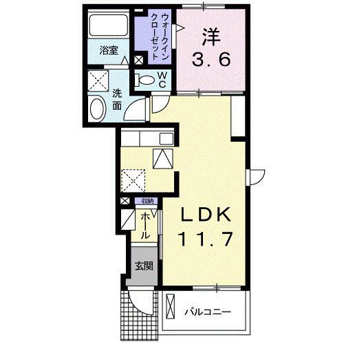 エビータ(1LDK/1階)の間取り写真