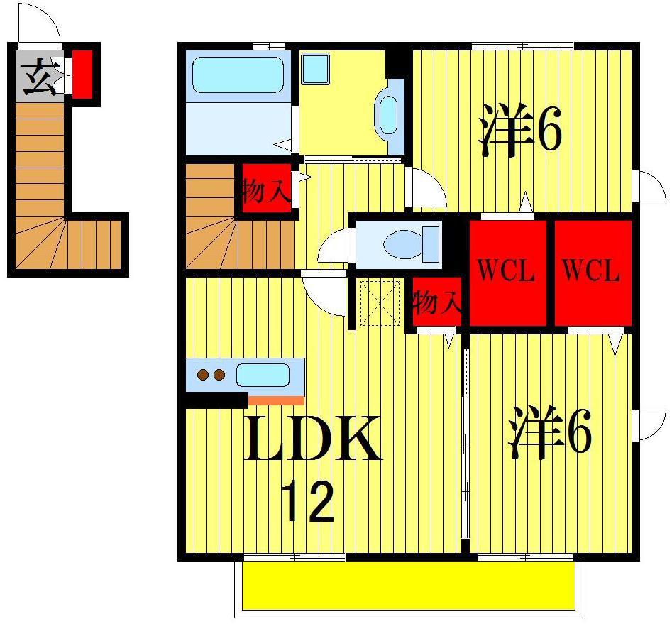 モンヴィラージュ(2LDK/2階)の間取り写真