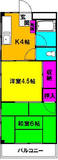 トキコーポ(2K/3階)の間取り写真