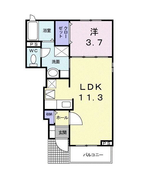 プラシードII(1LDK/1階)の間取り写真