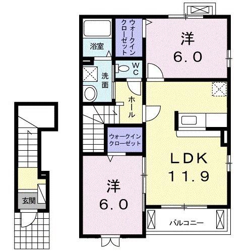 パティオ T&T(2LDK/2階)の間取り写真