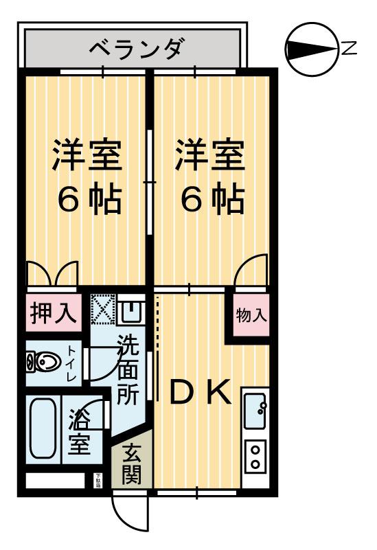 幸コーポ(2DK/2階)の間取り写真