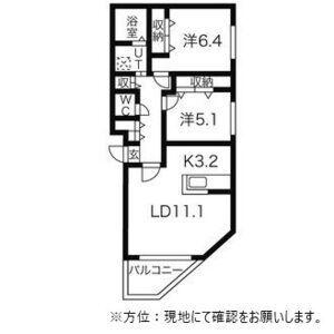 アジュールコートN5(2LDK/3階)の間取り写真