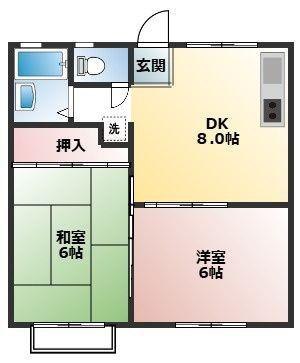 梨の木ハイツ(2DK/2階)の間取り写真
