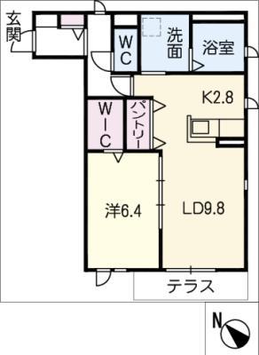 LE VENT(1LDK/1階)の間取り写真