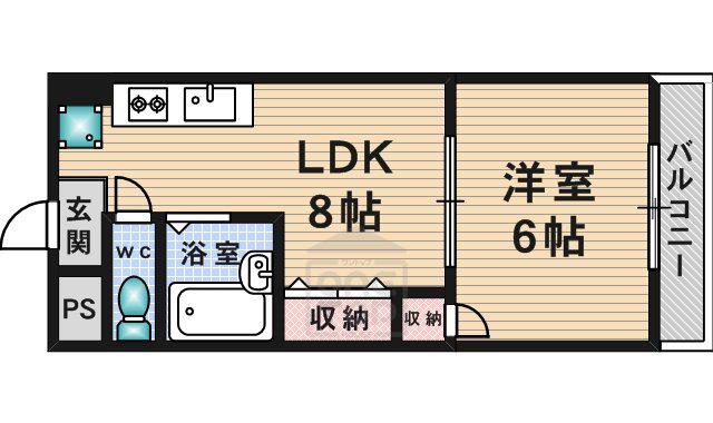 山崎第6マンション(1LDK/1階)の間取り写真