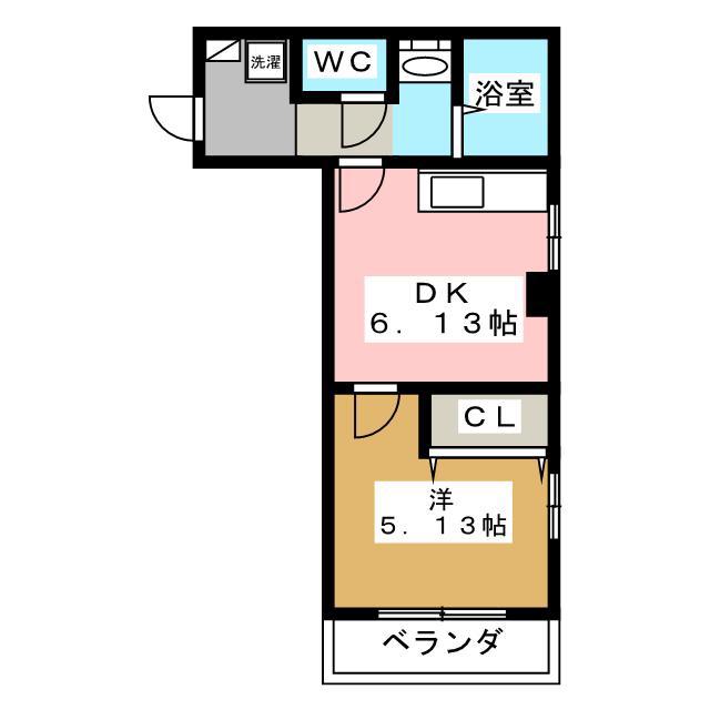 リバーサイドシャイン(1DK/2階)の間取り写真