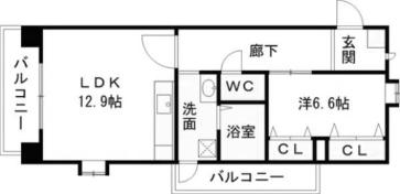 ラピュタ(1LDK/9階)の間取り写真