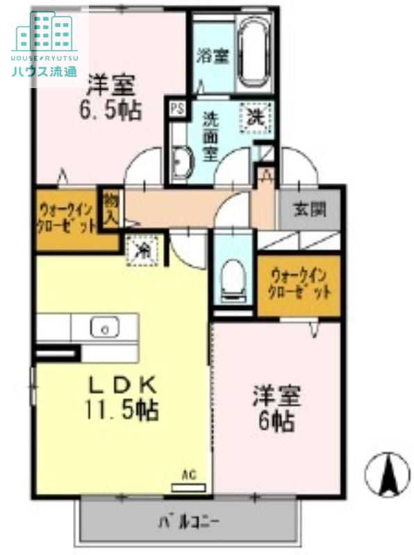 ウィットTOMO(2LDK/2階)の間取り写真