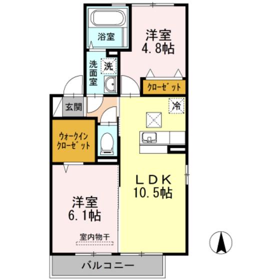 メゾン シュシュ(2LDK/1階)の間取り写真