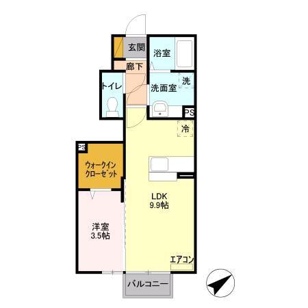 クラージュ C(1LDK/1階)の間取り写真