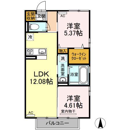 パル霧島(2LDK/2階)の間取り写真