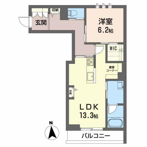 シャーメゾン宝蔵院(1LDK/2階)の間取り写真