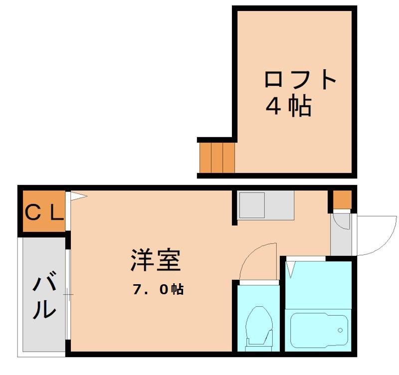 ブライト貝塚(ワンルーム/1階)の間取り写真