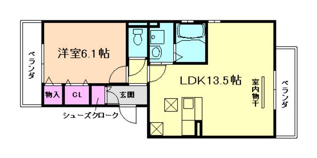 メゾン・ド・ヤギ(1LDK/1階)の間取り写真