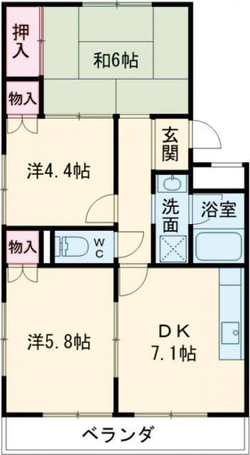 ハイツこかわ2(3DK/1階)の間取り写真