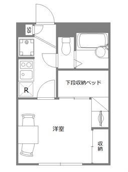 クレア辻堂(1K/1階)の間取り写真
