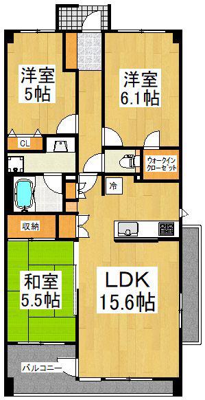 ランドシティ玉川学園ロイヤルテラス(3LDK/5階)の間取り写真