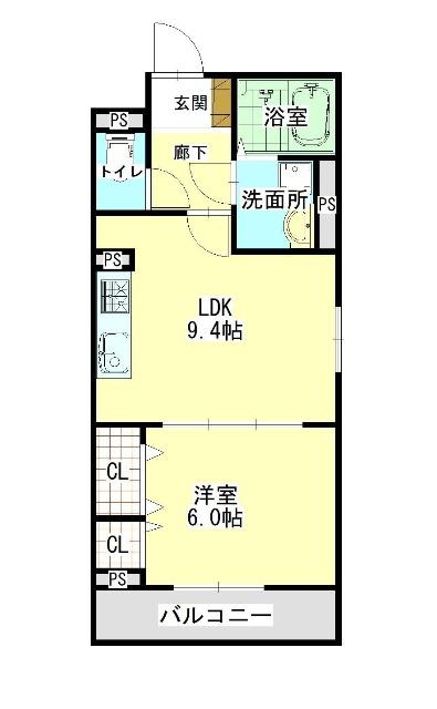 AMAGASUKA TERRACE(1LDK/3階)の間取り写真