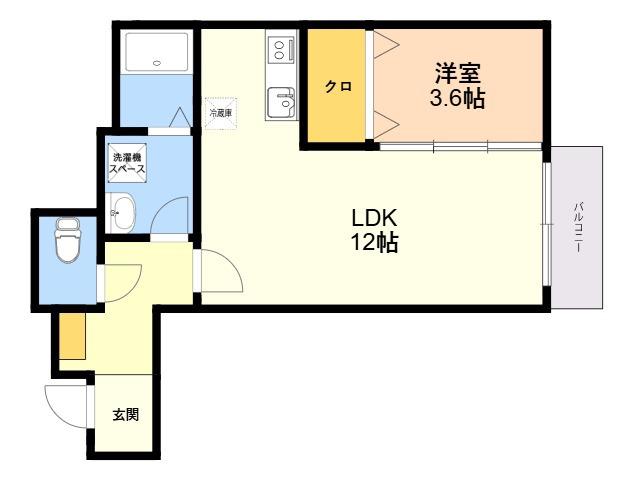 SUNMARK賀茂(1LDK/2階)の間取り写真