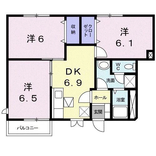 ジェントリーI(3DK/1階)の間取り写真