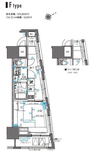 ZOOM横浜桜木町(1K/11階)の間取り写真
