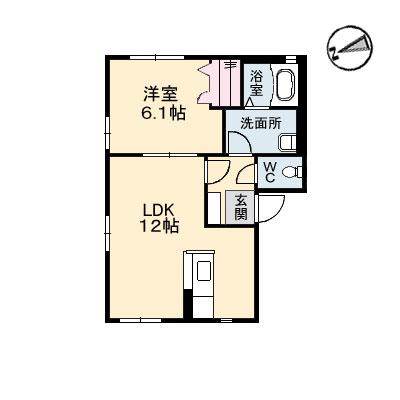 プランドールS&S(1LDK/1階)の間取り写真