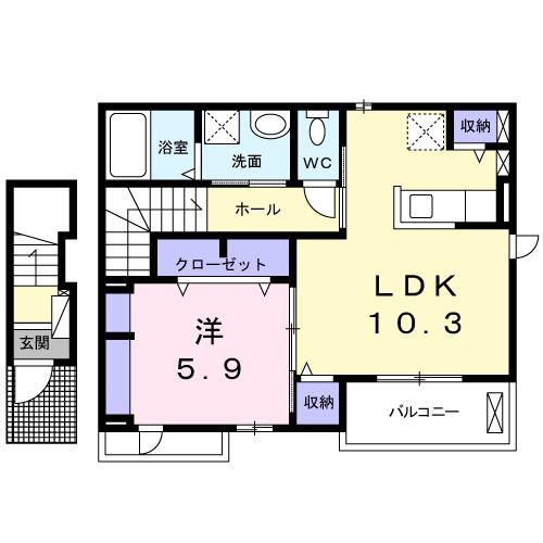 グランレーヴ(1LDK/2階)の間取り写真