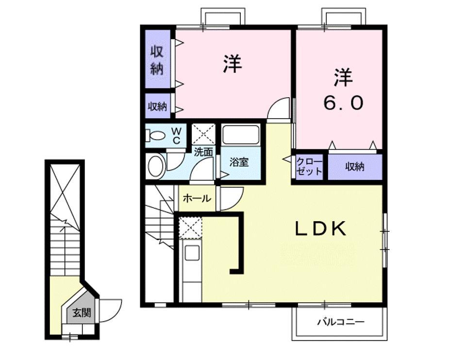 コンステレーションA(2LDK/2階)の間取り写真