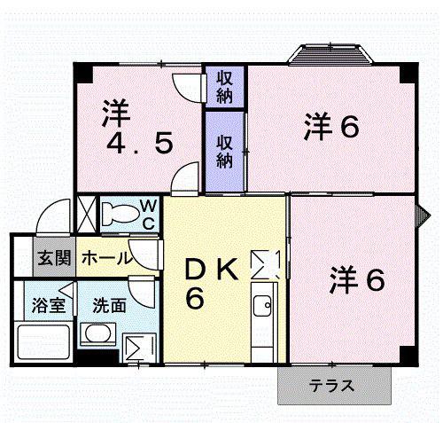 くんぷう赤坂B(3DK/1階)の間取り写真