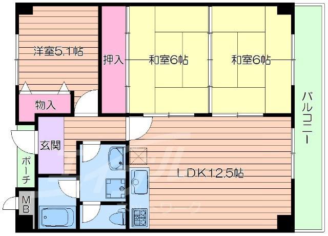 アムール千里(3LDK/2階)の間取り写真