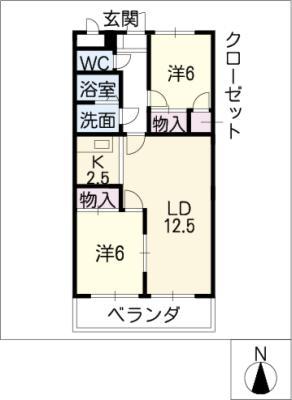 アーバンクレスト(2LDK/4階)の間取り写真
