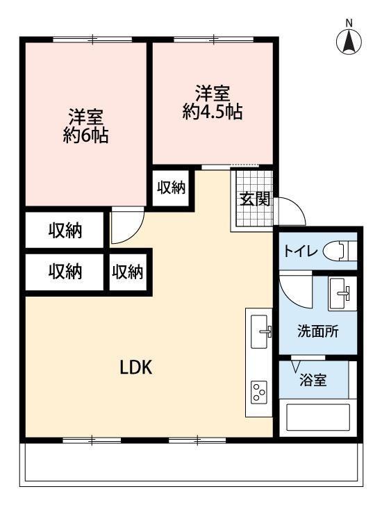 田園ハイツ川越弐号棟 402(2LDK/4階)の間取り写真