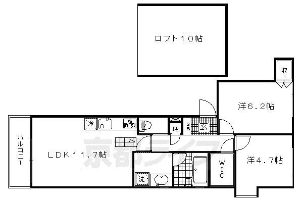 BOULOGNE府庁前(2LDK/3階)の間取り写真
